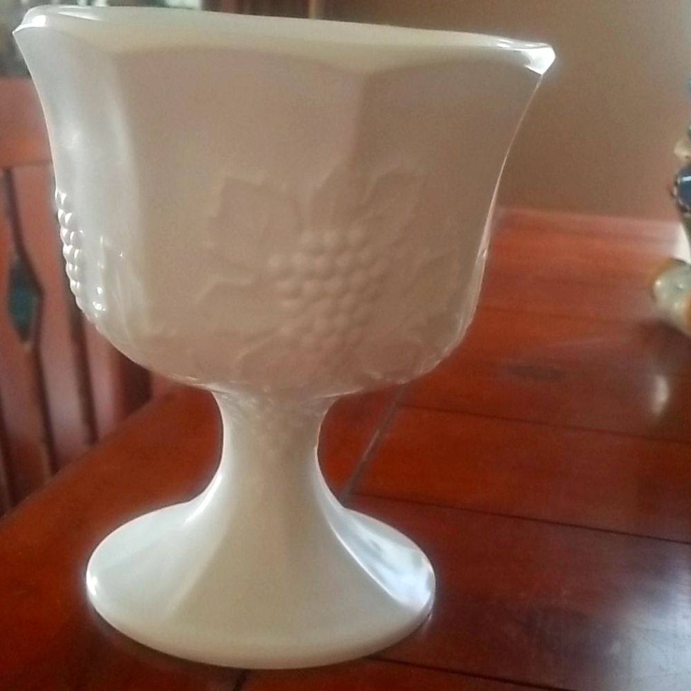 Milk Glass Bowl Pedestal Vase